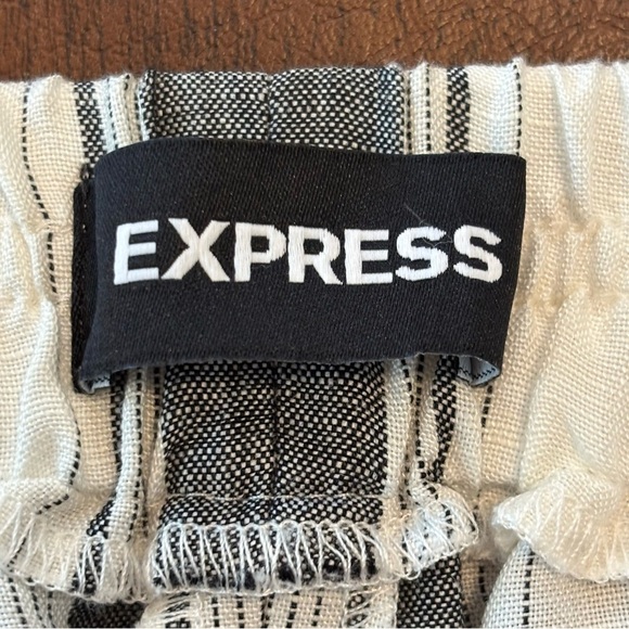 NEW Express Linen Cotton Blend Wide Leg Striped Pants White Gray Size XL - Picture 5 of 8